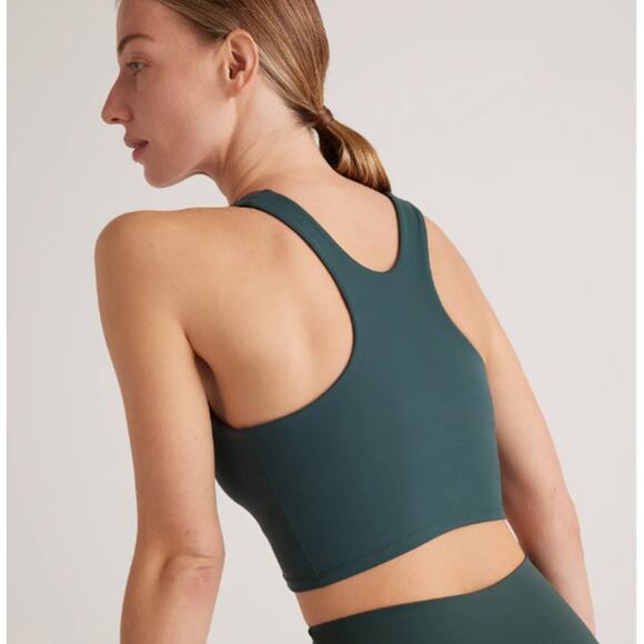 Quince Ultra-Form High-Neck Cropped Tank – Forest Green – Size L - Picture 2 of 8